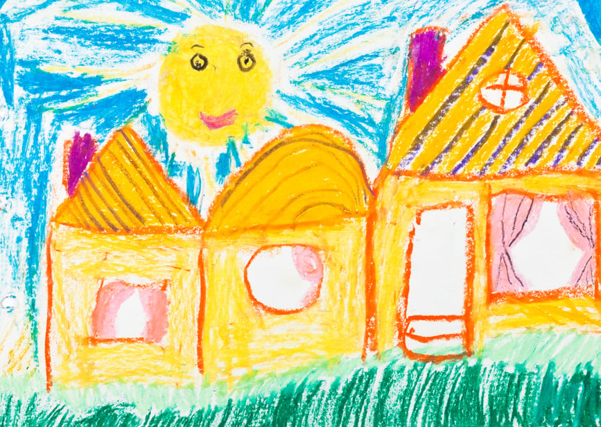 Child's Drawing - Country Houses